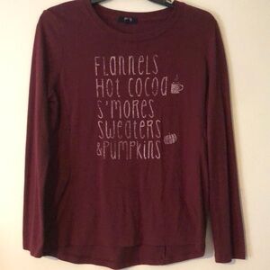 Modern Canvas Womens Fall Harvest Long Sleeve Shirt Burgundy Size large